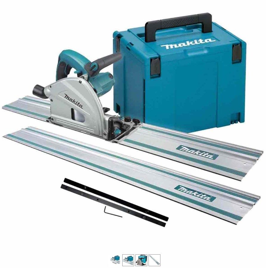 Makita SP6000J2 Plunge Saw with 2 x 1.5m Rails, Connector Bar & Case 240V