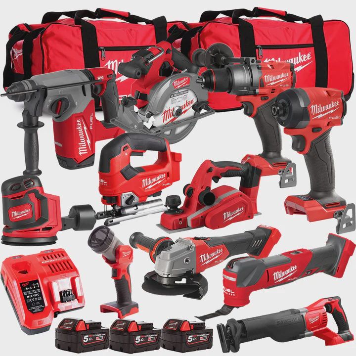Milwaukee M18FPP6L3-503BK26 18V 11 Piece Tool Kit with 3 x 5.0Ah Batteries Charger & Wheeled Bag