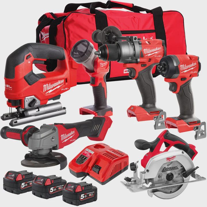 Milwaukee M18FPP6T3-503B 18V 6 Piece Tool Kit with 3 x 5.0Ah Battery & Charger