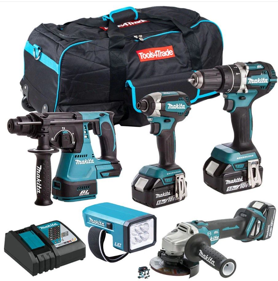 Makita 18V Brushless 5 Piece Cordless Kit 3 x 5.0Ah Batteries & Charger T4TKIT-832