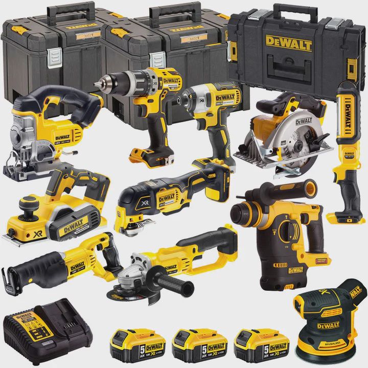 Dewalt 18V 11 Piece Power Tool Kit with 3 x 5.0Ah Batteries T4TKIT-485