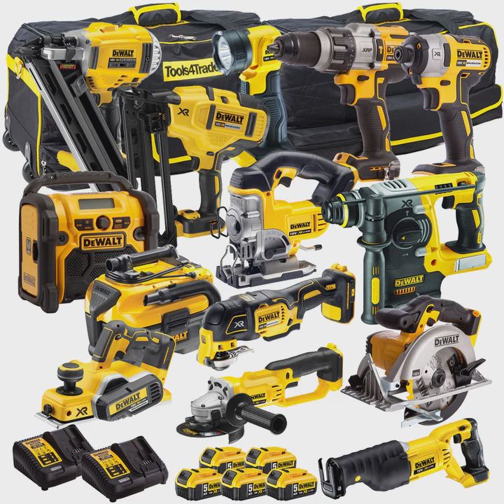 Dewalt 18V 14 Piece Power Tool Kit with 5 x 5.0Ah Batteries T4TKIT-998