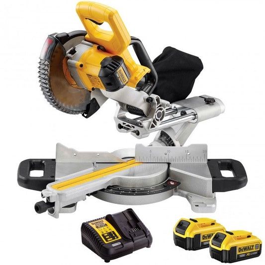 Dewalt DCS365N 18V Cordless 184mm Mitre Saw With 2 x 5.0Ah Batteries & Charger