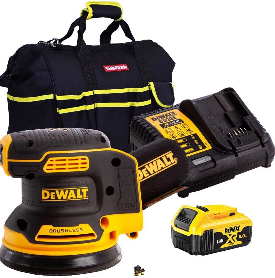 DeWalt DCW210N 18V Brushless 125mm Random Orbital Sander with 1 x 5.0Ah Battery & Charger in Bag