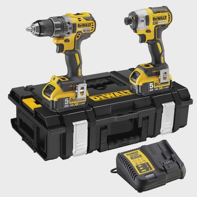 Dewalt DCK266P2-GB 18V XR Brushless Twin Pack With 2 x 5.0Ah Batteries Charger In Case