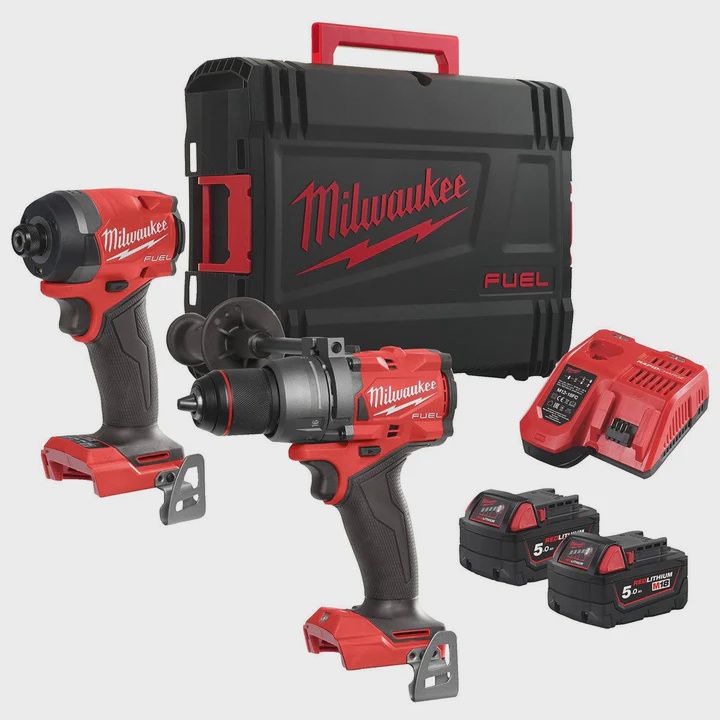 Milwaukee M18FPP2A3-502X 18V Fuel Combi Drill + Impact Driver with 2 x 5.0Ah Battery Charger & Case