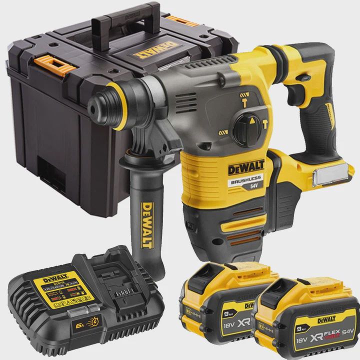 Dewalt DCH333X2 54V XR FlexVolt Brushless SDS Plus Hammer Drill With 2 x 9.0Ah Batteries & Charger