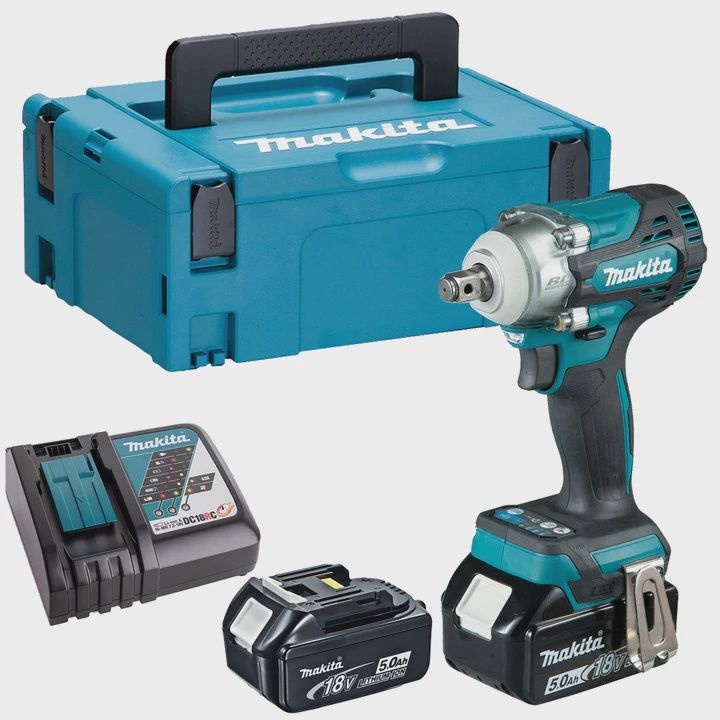 Makita DTW300 18V LXT Brushless 1/2" Impact Wrench With 2 x 5.0Ah Batteries Charger In Case
