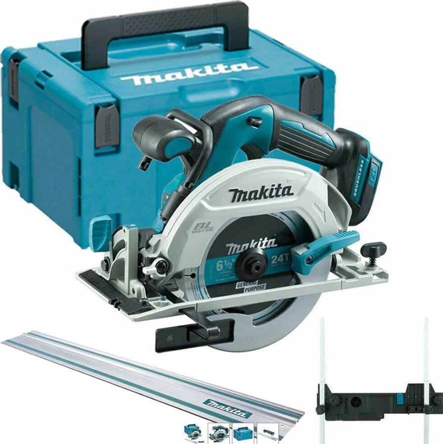 Makita DHS680Z 18V Brushless Circular Saw + MakPac + Rail + Adapter