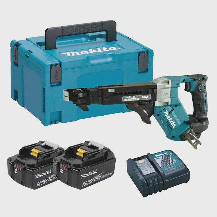 Makita DFR551RTJ 18V LXT Brushless Auto Feed Screwdriver With 2 x 5.0Ah Batteries Charger & Case