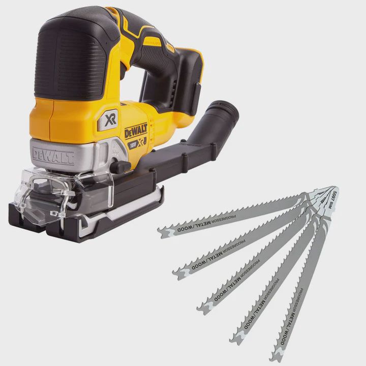 DeWalt DCS334N 18V Brushless Top Handle Jigsaw with HCS Progressor Tooth Jigsaw Blades