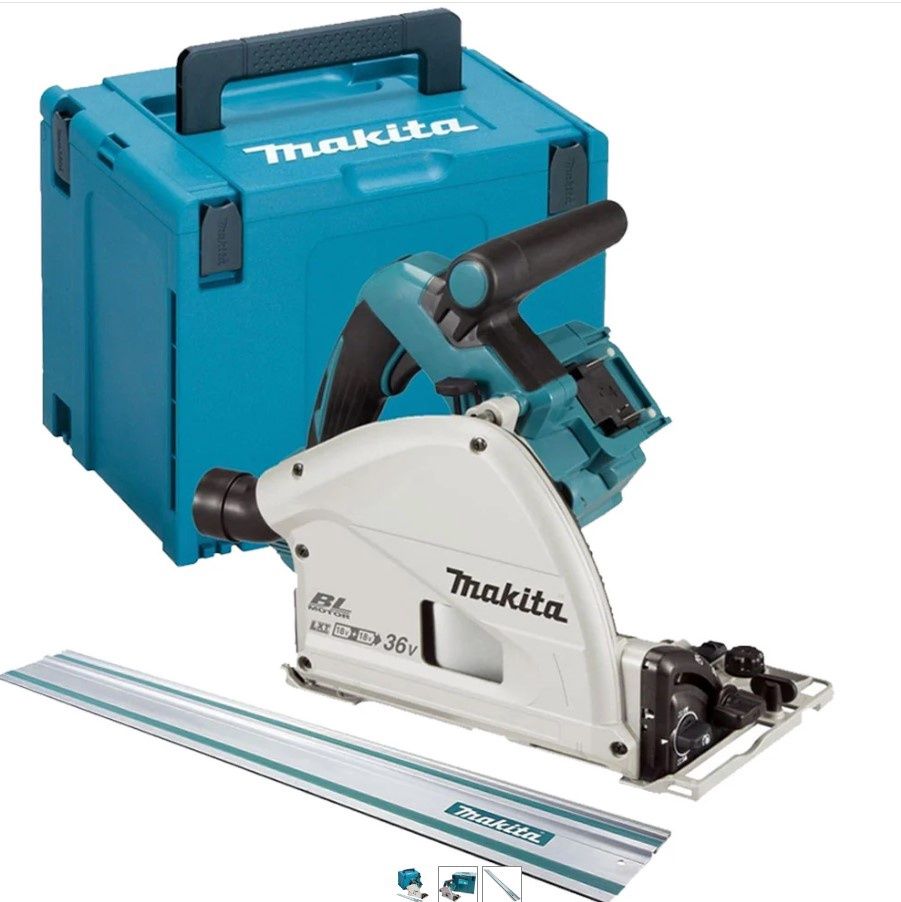Makita DSP600ZJ Twin 18V LXT Brushless 165mm Plunge Saw + Guide Rail