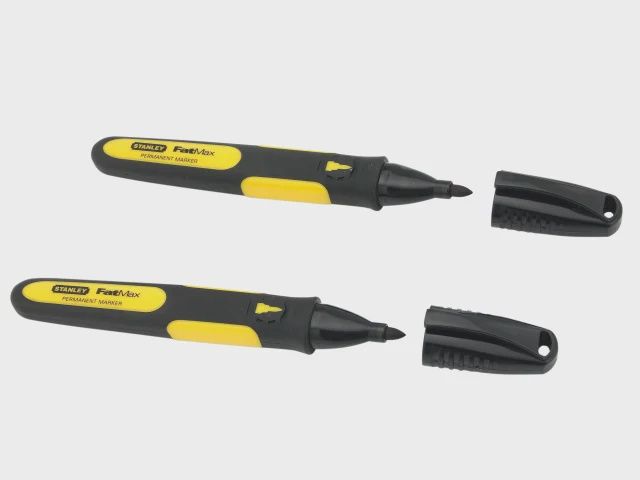 Stanley 0-47-312 Black Fine Tip Markers Easy Grip Pack of 2 STA047312