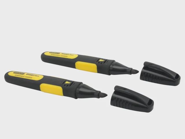 Stanley 0-47-314 Black Chisel Tip Markers Pack Of 2 STA047314