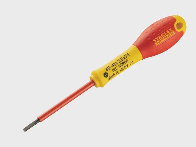 Stanley 0-65-411 3.5 x 75mm FatMax VDE Insulated Screwdriver Parallel Tip STA065411
