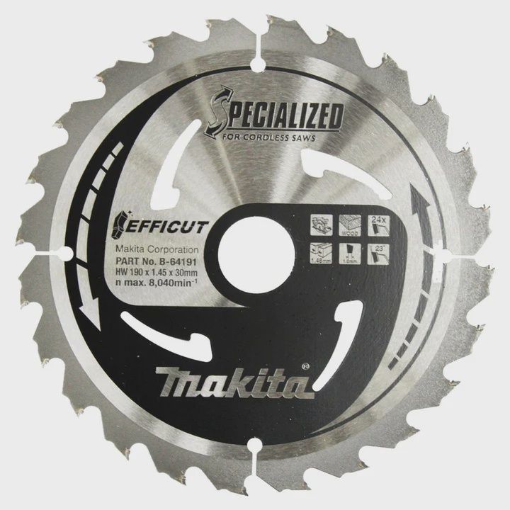 Makita 190mm 24T Circular Saw Blade Efficut B-64191