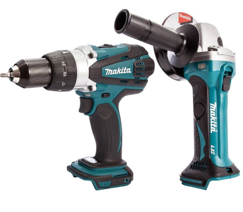 Makita 2 Piece 18V LXT Combi Drill &amp; Angle Grinder 115mm Body Only