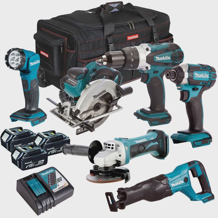 Makita 18V 6 Piece Combo Kit 3 x 5.0Ah Batteries & Charger T4T6072PT