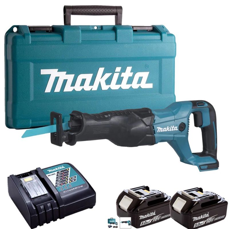 Makita DJR186Z 18V Reciprocating Sabre Saw with 2 x 5.0Ah Batteries &amp; Charger in Case