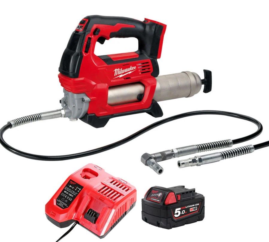 Milwaukee M18GG-0 18V M18 Cordless Grease Gun with 1 x 5.0Ah Battery & Charger