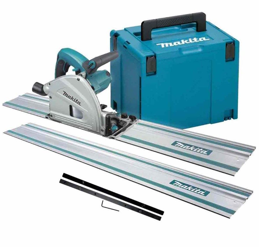 Makita SP6000J1/1 Plunge Saw with 2 x 1.5m Rails, Connector Bar & Case 110V