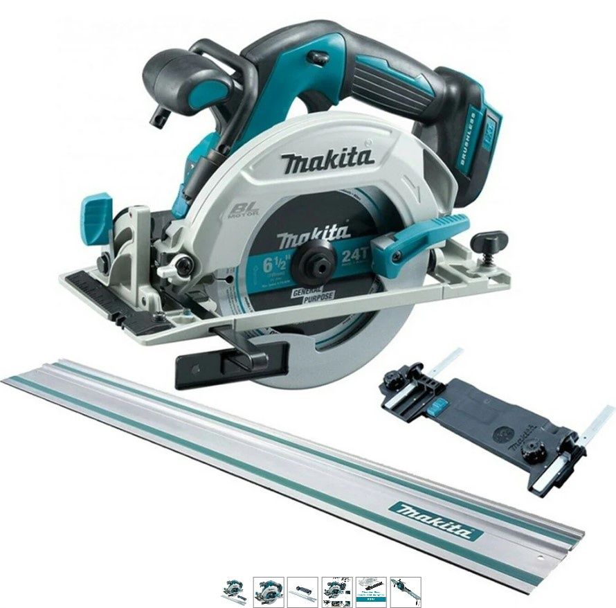 Makita DHS680Z 18V Brushless Circular Saw 165mm Body Only + Guide Rail & Adapter