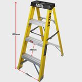 Excel Heavy Duty Fibreglass 5 Tread Ladder with Folding Hop up
