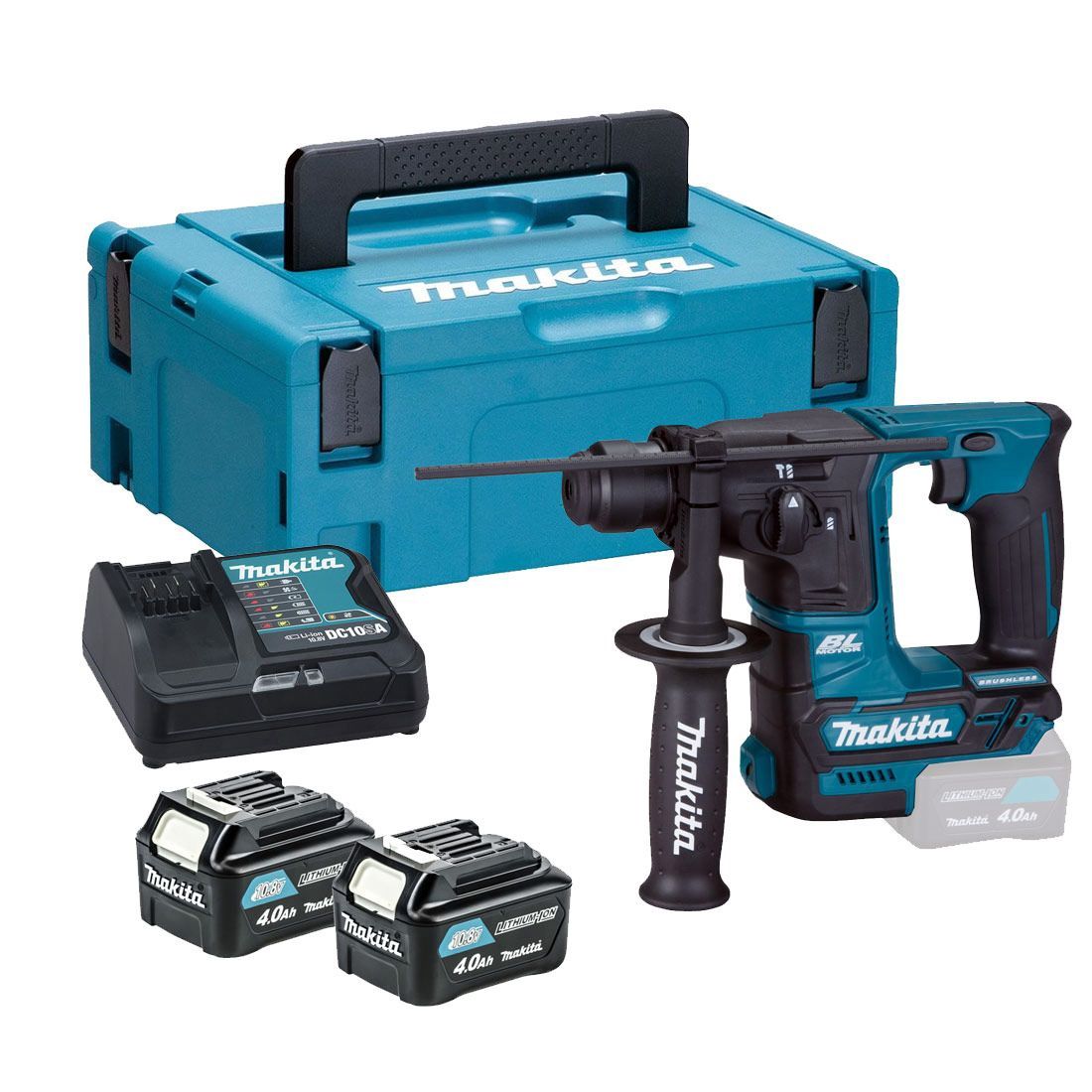 Makita HR166DSMJ 12Vmax CXT Brushless SDS+ Rotary Hammer With 2 x 4.0Ah Batteries Charger & Case