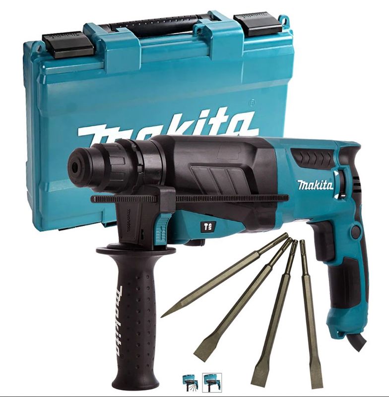 Makita HR2630 110V 3 Mode SDS+ Rotary Hammer Drill With 4 Piece Chisel Set