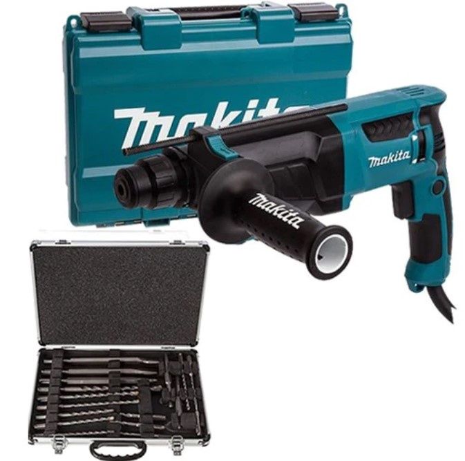 Makita HR2630 110V Hammer Drill With D-21200 17 Piece Drill Bit Set