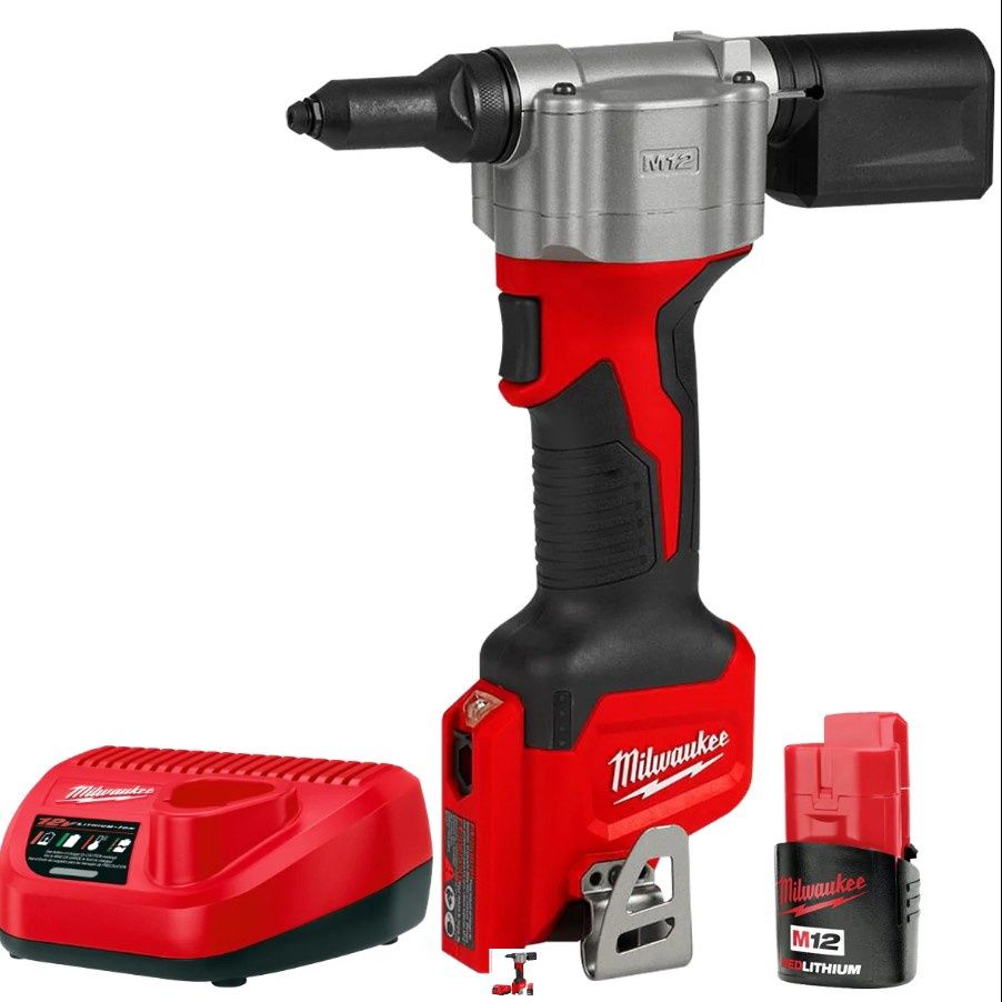 Milwaukee M12BPRT-0 12V Pop Rivet Gun with 1 x 2.0Ah Battery & Charger