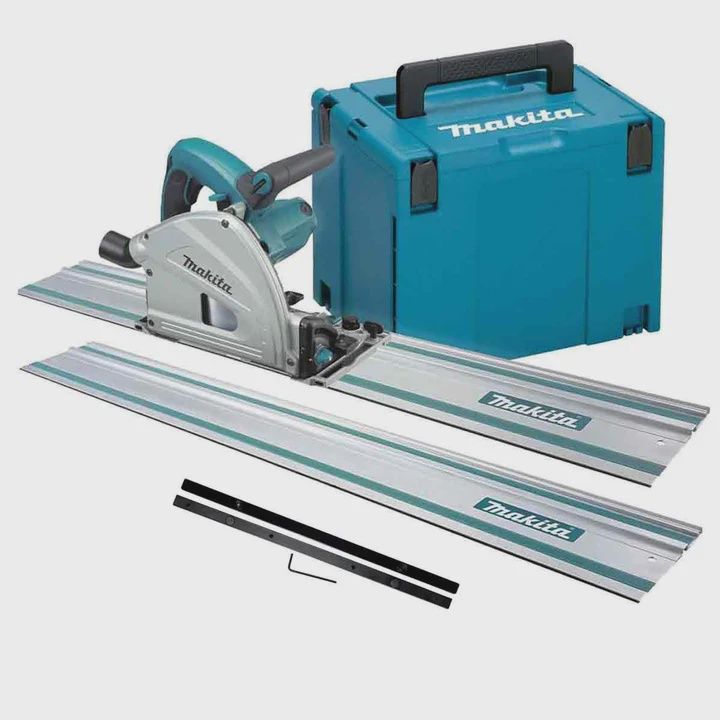 Makita SP6000J1 165mm Plunge Saw 110V with 2 x 1.5m Guide Rail in Bag + Connector & Clamps