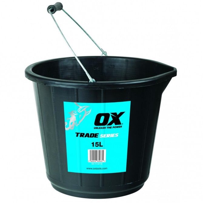 OX 15 Litres Trade Black Bucket - OX-T110715