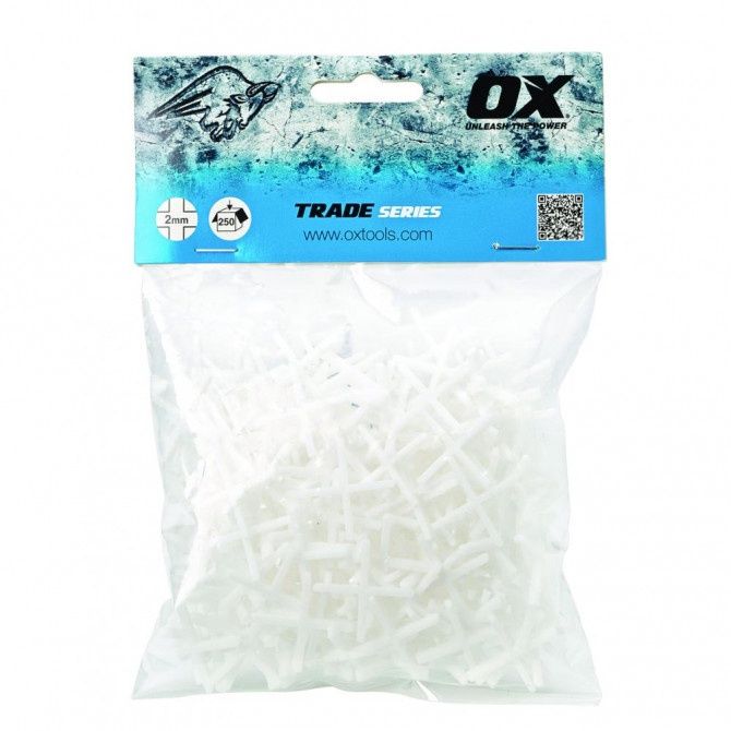 OX 2mm Trade Cross Shaped Tile Spacers Pack of 250 - OX-T160902