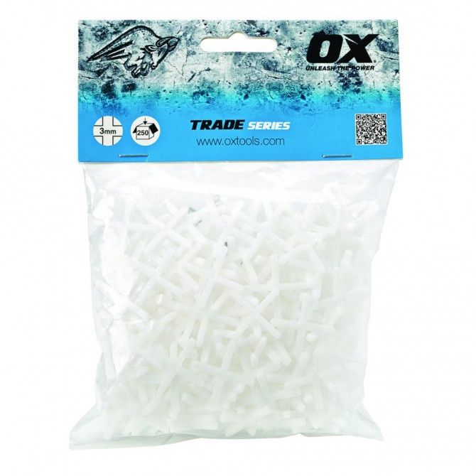 OX 3mm Trade Cross Shaped Tile Spacers Pack of 250 - OX-T160903