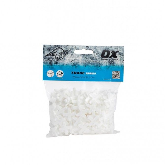 OX 5mm Trade Cross Shaped Tile Spacers Pack of 250 - OX-T160905