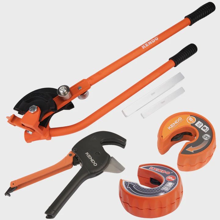 Kendo Plumbing 4 Piece Kit Pipe Bender, Tube Cutter, Plastic Cutter