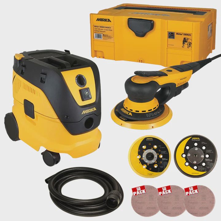 Mirka 1230L Dust Extractor & DEROS 5650CV Orbital Sander 230V Deco Solution Kit