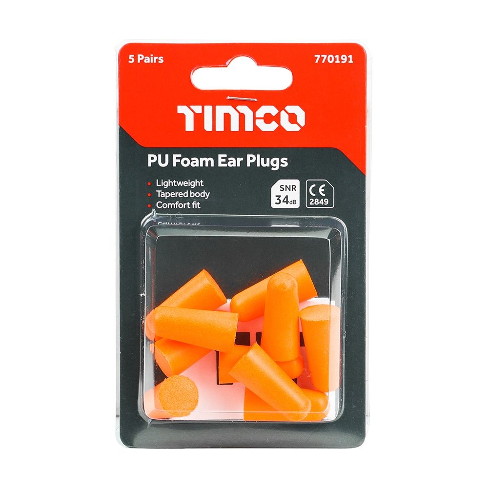 Timco PU Foam Ear Plugs One Size 5 Pairs 770191