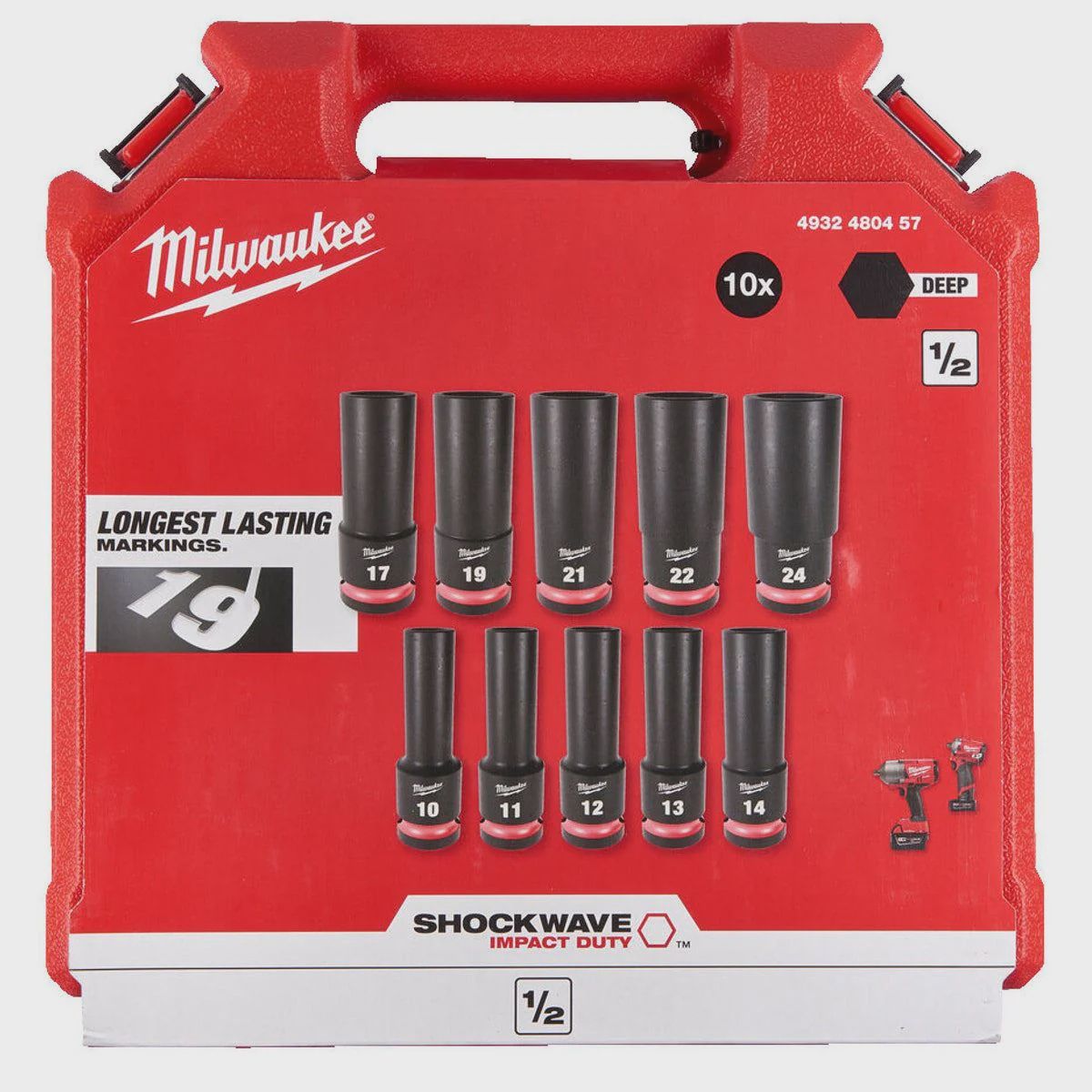Milwaukee Shockwave Impact Duty 1/2" Drive Socket Pack of 10 4932480457