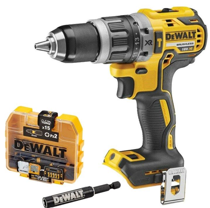 Dewalt DCD796N 18V XR Brushless Combi Drill Body with DT70618T Bit Set