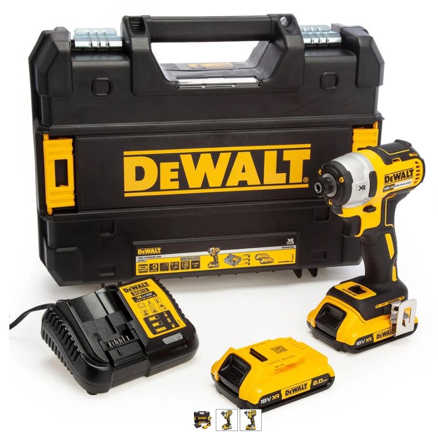 Dewalt DCF887D2 18V XR Brushless 3 Speed Impact Driver With 2 x 2.0Ah Li-ion Battery Charger In Case