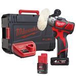 Milwaukee M12BPS-421X 12V Compact Polisher Sander with 2 x Batteries & Charger in Case 4933447802