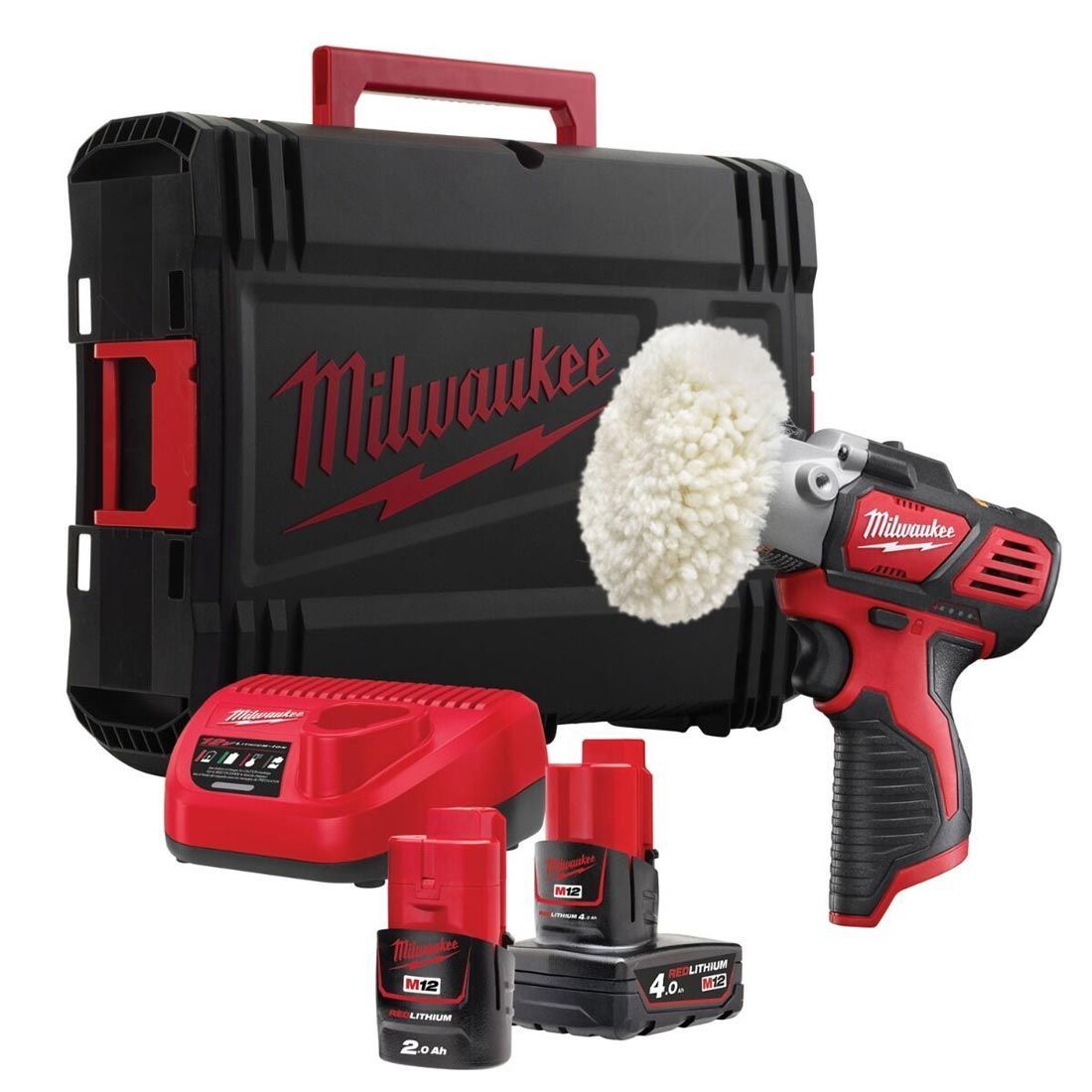 Milwaukee M12BPS-421X 12V Compact Polisher Sander with 2 x Batteries & Charger in Case 4933447802
