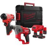 Milwaukee M12FPP2M2-5253X 12V Fuel Brushless SDS+ Drill & Impact Driver with 3 x Batteries Charger & Box 4933492639