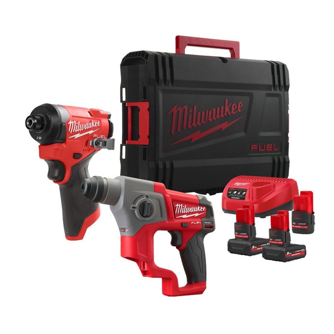 Milwaukee M12FPP2M2-5253X 12V Fuel Brushless SDS+ Drill & Impact Driver with 3 x Batteries Charger & Box 4933492639
