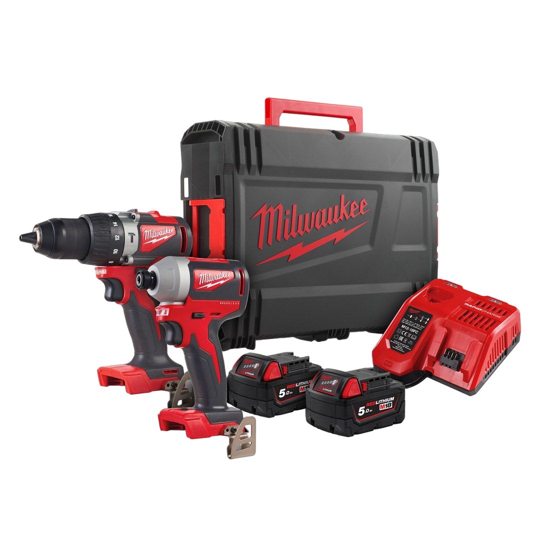 Milwaukee M18 BLPP2A2-502X 18V Brushless Twin Kit with 2 x 5.0Ah Batteries, Charger & Case