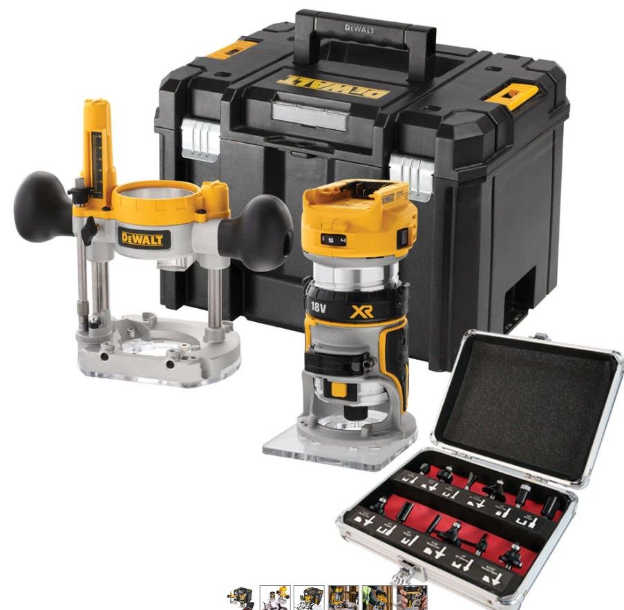 DeWalt DCW604NT 18V Brushless Router Trimmer with 1/4" 12 Piece Cutter Set