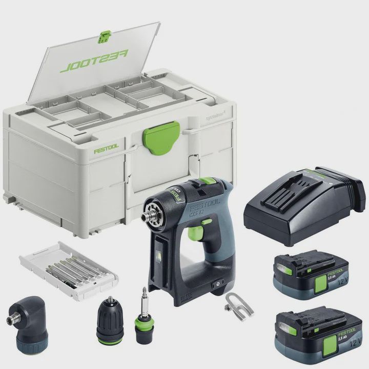 Festool CXS 12 2,5-Set GB 12V Brushless Drill Driver With 2 x 2.5Ah Batteries, Charger & Case - 576867
