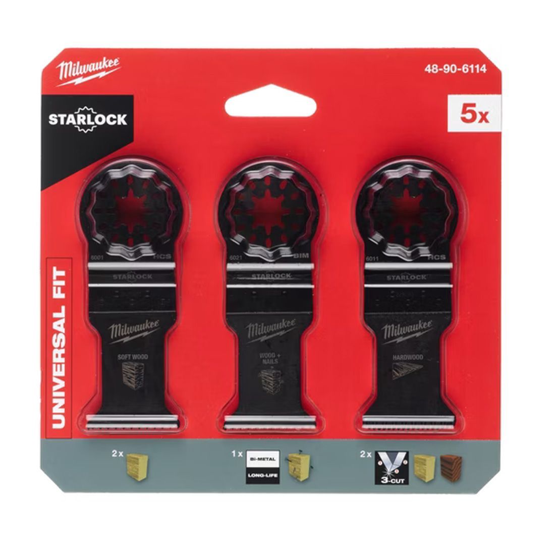 Milwaukee Starlock Multi-Tool Blade Pack of 5 for Wood Nails Bi-Metal 48906114